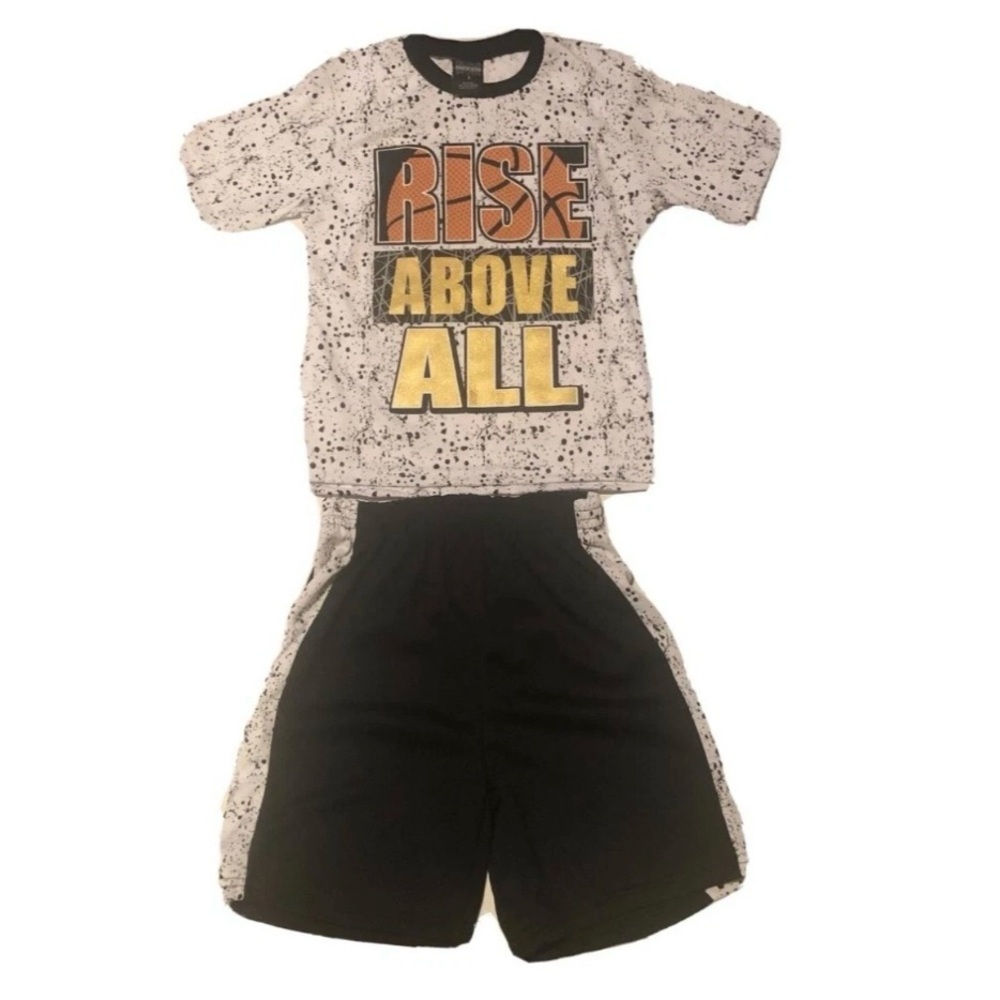 Quad Seven Sz 7 Boys 2 piece set short set Black White New